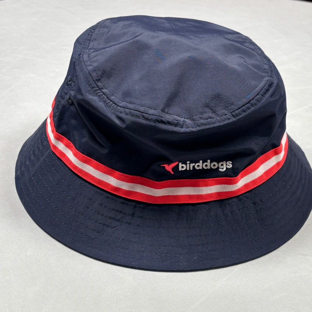 Birddogs Bucket Hat Mens OSFM Navy Blue Red White Striped Nylon Graphic Lining